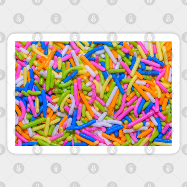 Neon Pastel Rainbow Vermicelli Sprinkles Dessert Candy Photograph Sticker by love-fi